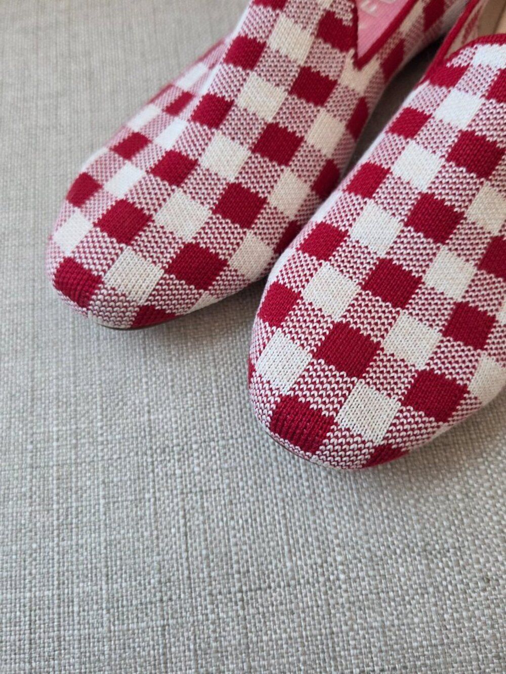 Rothys x Marta Ferri Scarlett Check Loafers Size 7 Red White Gingham Plaid Shoe - Picture 5 of 12
